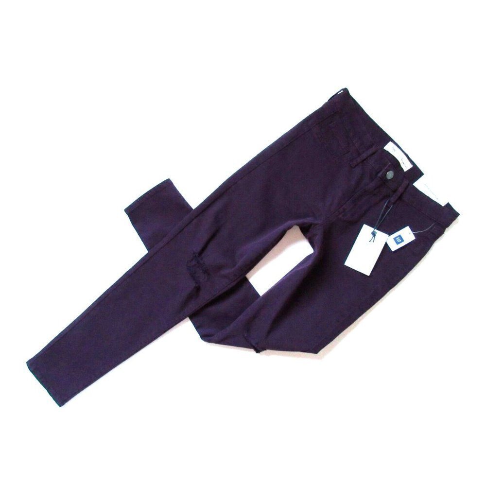 NWT GAP 1969 Easy Legging in Rich Wine Destroyed Stretch Ankle Jegging Jeans 27